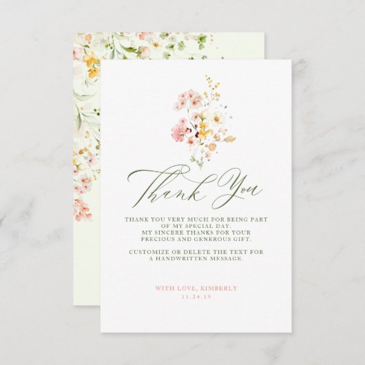 Wildblumen Brautparty Vielen Dank Dankeskarte (Vorne/Hinten)