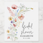 Wildblumen Brautparty Weinetikett (Einzelnes Label)