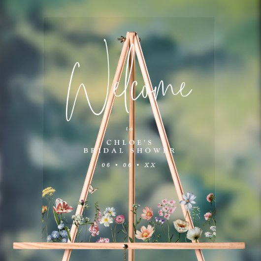 Wildblumen Brautparty Willkommen Acrylschild (Neutral)