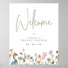 Wildblumen Brautparty Willkommen Poster