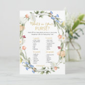 Wildblumen Bridal Was ist in eurem Purse-Spiel? Einladung (Stehend Vorderseite)