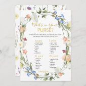 Wildblumen Bridal Was ist in eurem Purse-Spiel? Einladung (Vorne/Hinten)