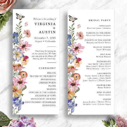 Wildblumen Bunte Hochzeit Programm