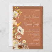 Wildblumen Burnt Orange Rust Terracotta Wedding Einladung (Vorderseite)