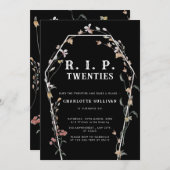 Wildblumen Bury Rip 20s Schwarz 30. Geburtstag Einladung (Vorne/Hinten)