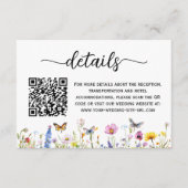 Wildblumen Butterfliegen QR-Code Hochzeitdetails Begleitkarte (Vorderseite)