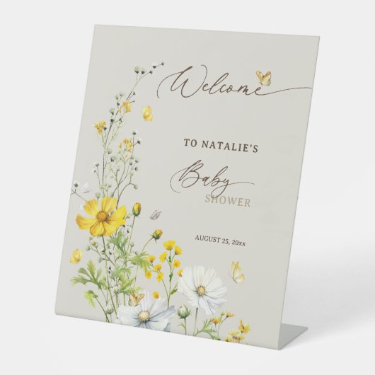 Wildblumen Butterflies Babydusche Empfang Sockelschild (Vorderseite)