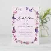 Wildblumen Butterflies Boho Frame Brautparty Einladung (Stehend Vorderseite)