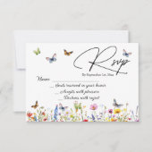 Wildblumen Butterflies Elegante Wedding RSVP Card (Vorderseite)