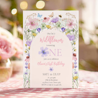 Wildblumen Butterflies Floral Boho Girl Geburtstag Einladung