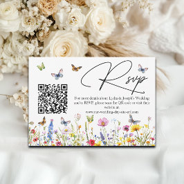 Wildblumen Butterflies Hochzeiten QR-Code RSVP-Kar RSVP Karte