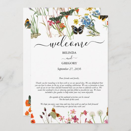Wildblumen Butterflies Hochzeitstag Programm (Vorne/Hinten)