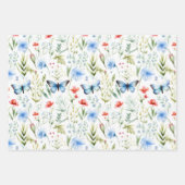 Wildblumen Butterflies Kinderdusche Geburtstag Geschenkpapier Set (Vorderseite)