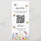 Wildblumen Butterflies QR-Code Hochzeitsstiftung O Menükarte (Vorderseite)