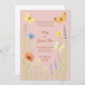 Wildblumen & Butterflies Wasserfarben-Hochzeit Einladung (Vorne/Hinten)