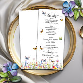 Wildblumen Butterflies Wedding Bar Menu Menükarte