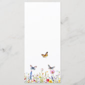 Wildblumen Butterflies Wedding Bar Menu Menükarte (Rückseite)