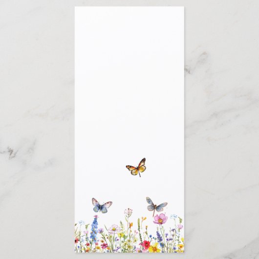 Wildblumen Butterflies Wedding Bar Menu Menükarte (Rückseite)