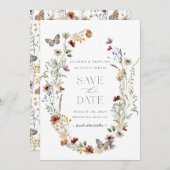 Wildblumen Butterfly Floral Save the Date (Vorne/Hinten)