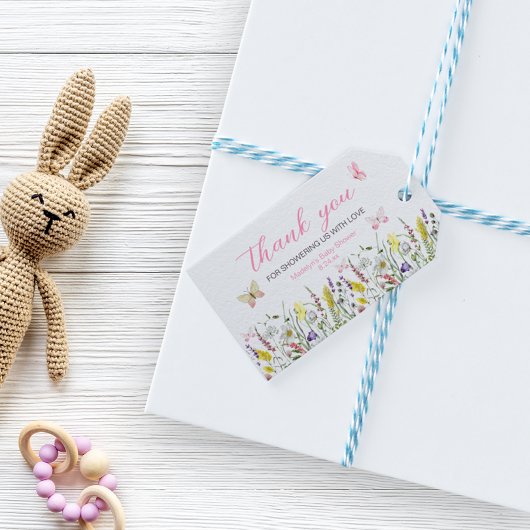 Wildblumen Butterfly Watercolor Vielen Dank Geschenkanhänger