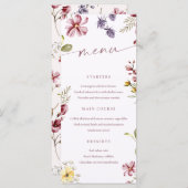 Wildblumen Calligraphy Floral Menu Card Menükarte (Vorne/Hinten)