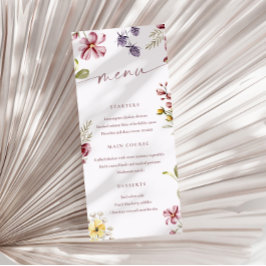 Wildblumen Calligraphy Floral Menu Card Menükarte