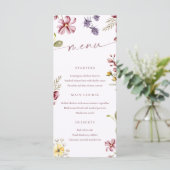 Wildblumen Calligraphy Floral Menu Card Menükarte (Stehend Vorderseite)