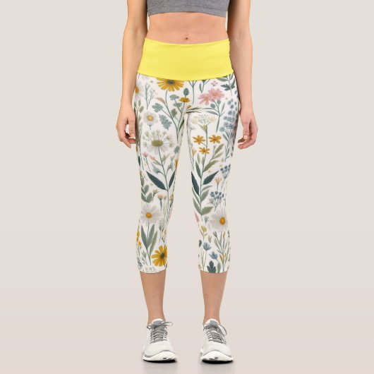 Wildblumen Capri Leggings (Vorderseite)