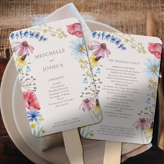 Wildblumen-Charm Land-Hochzeitsprogramm Fächer