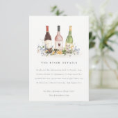Wildblumen Cheers Weinflaschen Hochzeitsdetails Begleitkarte (Stehend Vorderseite)