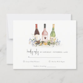 Wildblumen Cheers Weinflaschen Hochzeitsempfang RSVP Karte