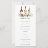 Wildblumen Cheers Weinflaschen Hochzeitsprogramm Dankeskarte (Rückseite)