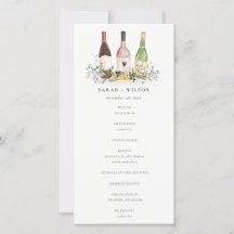 Wildblumen Cheers Weinflaschen Hochzeitsprogramm