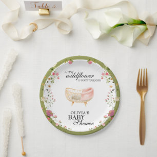 Wildblumen Chic Boho Blumen Babybett Dusche Pappteller