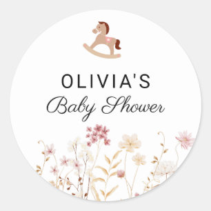 Wildblumen Chic Floral Boho Weiß Foto Willkommen Runder Aufkleber