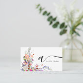 Wildblumen Chic Haar Make-up Foto Initial qr Code Visitenkarte (Stehend Vorderseite)