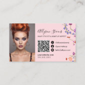 Wildblumen Chic Haar Make-up Foto Initial qr Code Visitenkarte