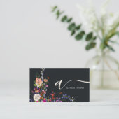 Wildblumen Chic Haar Make-up Foto Initial qr Code Visitenkarte (Stehend Vorderseite)
