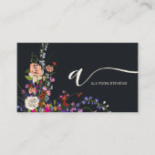 Wildblumen Chic Haar Make-up Foto Initial qr Code Visitenkarte (Vorderseite)