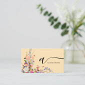 Wildblumen Chic Haar Make-up Foto Initial qr Code Visitenkarte (Stehend Vorderseite)