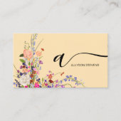 Wildblumen Chic Haar Make-up Foto Initial qr Code Visitenkarte (Vorderseite)