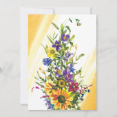 Wildblumen Christliche Hochzeit in Gelb Rosa Einladung (Rückseite)