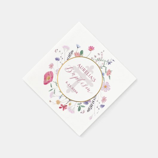 Wildblumen Circle Baptispapier Napkin Serviette (Ecke)