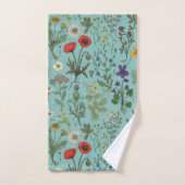 Wildblumen-Collage auf Blau Badhandtuch Set (Handtuch)