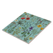 Wildblumen-Collage auf Blau Fliese (Seite)