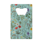 Wildblumen-Collage auf Blau Geldbeutel Flaschenöffner (Rückseite)
