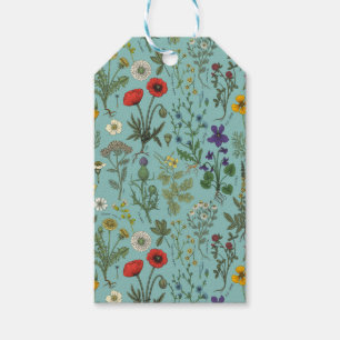 Wildblumen-Collage auf Blau Geschenkanhänger