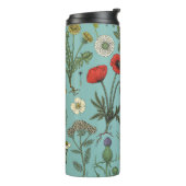 Wildblumen-Collage auf Blau Thermosbecher (Nach links gedreht)