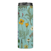 Wildblumen-Collage auf Blau Thermosbecher (Rückseite)