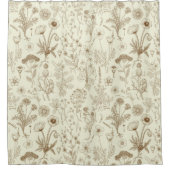 Wildblumen-Collage/ beige und sepia Duschvorhang (Vorderseite)
